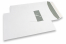 Ikkunalliset kirjekuoret, valkoinen, 240 x 340 mm (EC4), ikkuna vasemmalla 45 x 110 mm, ikkunan sijainti 25 mm vasemmalta ja 70 mm yläreunasta, 120 gramman paperi, tarrasuljenta, paino n. 21 g. | Kirjekuorimaa.fi