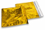 Värilliset metallinhohtoiset foliokuoret, holografinen, kulta – 165 x 165 mm | Kirjekuorimaa.fi
