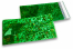 Värilliset metallinhohtoiset foliokuoret, holografinen, vihreä – 114 x 229 mm | Kirjekuorimaa.fi