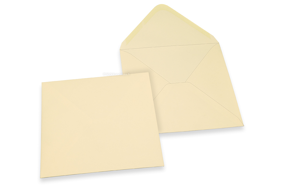 Värilliset korttikuoret - norsunluunvalkoinen, 155 x 155 mm