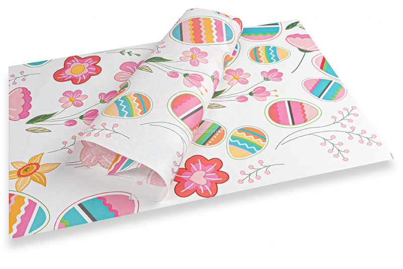 Pääsiäisaiheinen silkkipaperi - kirkasväriset kuviot