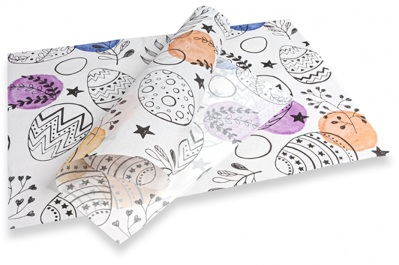 Pääsiäisaiheinen silkkipaperi - mustat ja värilliset kuviot