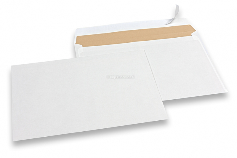 Luonnonvalkoiset paperikirjekuoret, 156 x 220 mm (EA5), 90 gramman, paino n. 7 g.