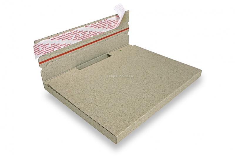 Ruohopaperista valmistettu litteä postituskotelo