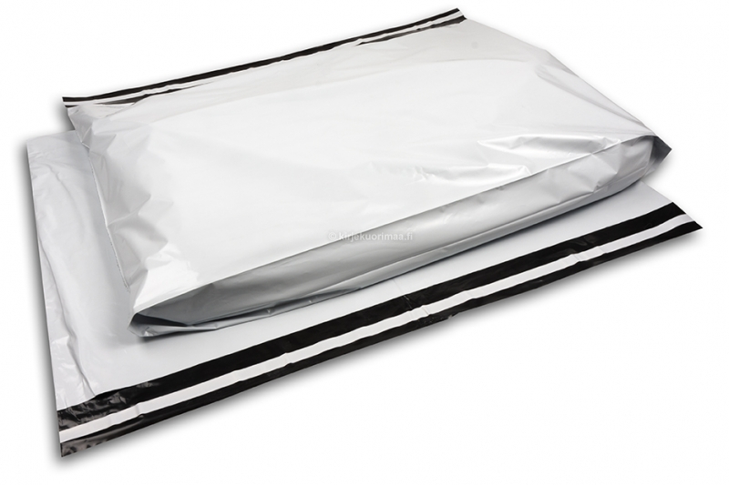 Läpinäkymättömät muovikuoret, joiden pohjataite on 100 mm