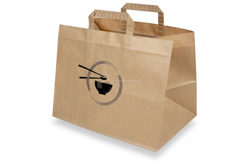 Noutoruokakassi paperinen - ruskea + aasialainen ruoka