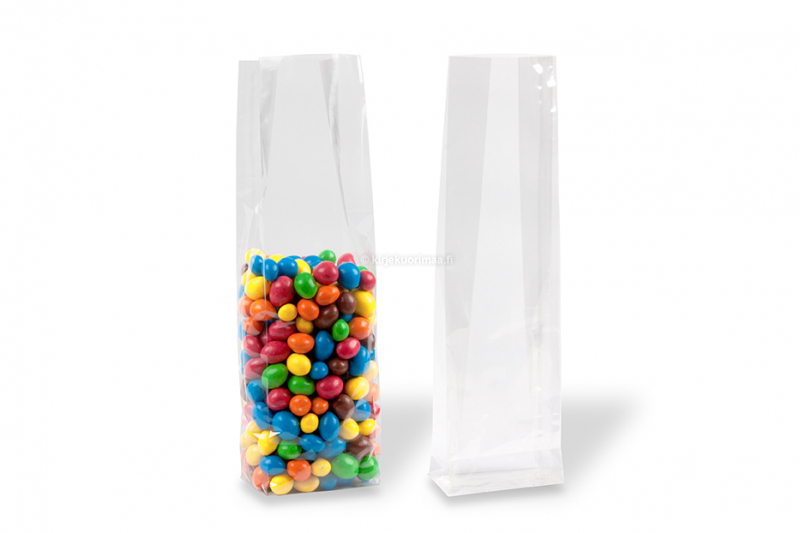 Läpinäkyvät tasapohjapussit - 80 x 280 x 50 mm, 850 ml