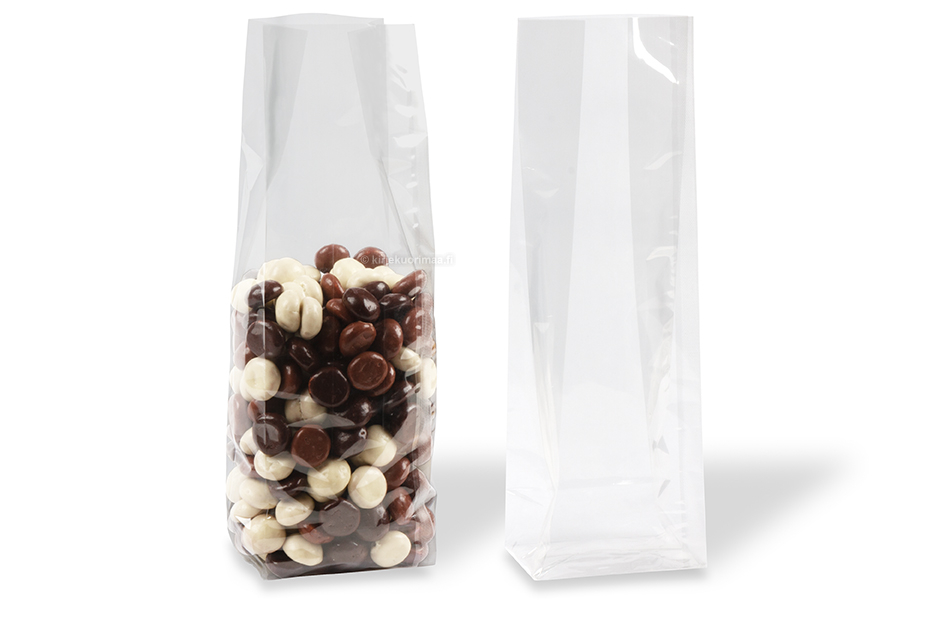 Läpinäkyvät tasapohjapussit - 100 x 280 x 60 mm, 1200 ml
