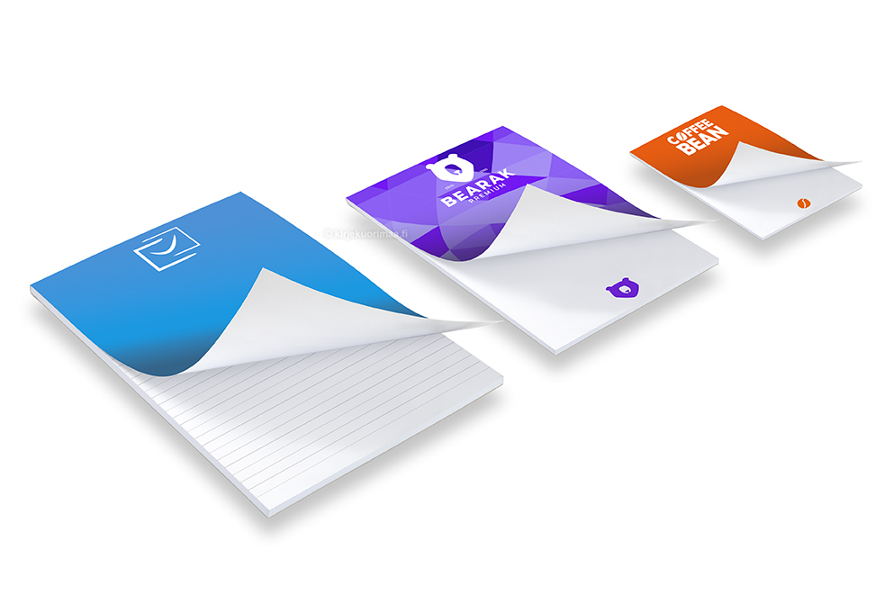 Painetut muistilehtiöt - kannen kanssa