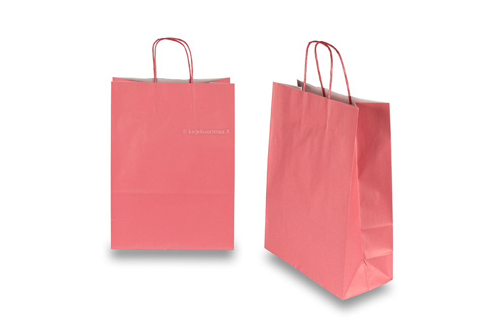 Paperikassi kierretyt kahvat - samettipunainen, 260 x 120 x 350 mm, 90 g