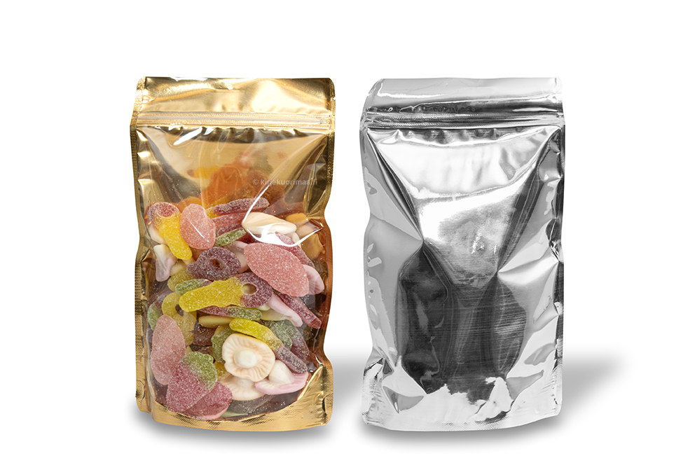 Pystypussit metallinen läpinäkyvä - kulta, metallinhohtoinen, 160 x 270 x 80 mm - 750 ml